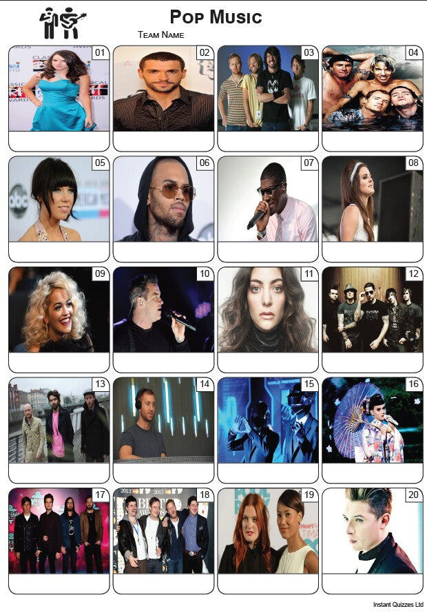 Pop Music Picture Quiz - PR2367