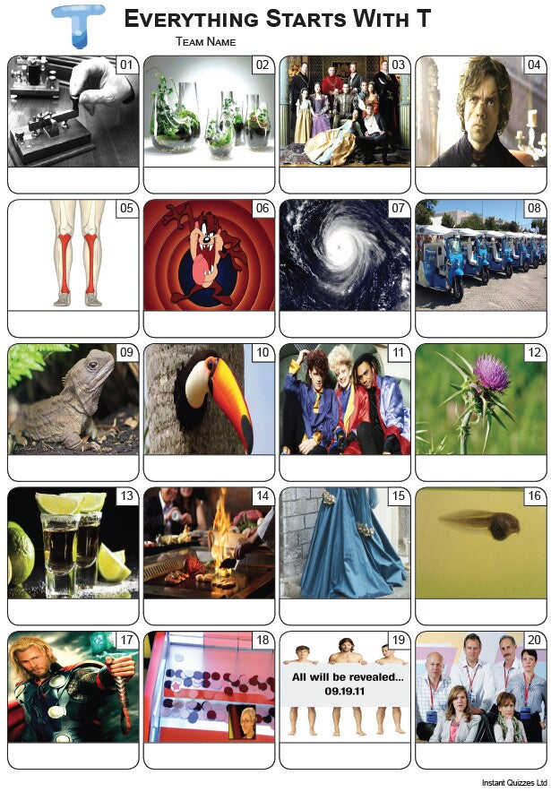 Everything Starts With 'T' Picture Quiz - PR2368