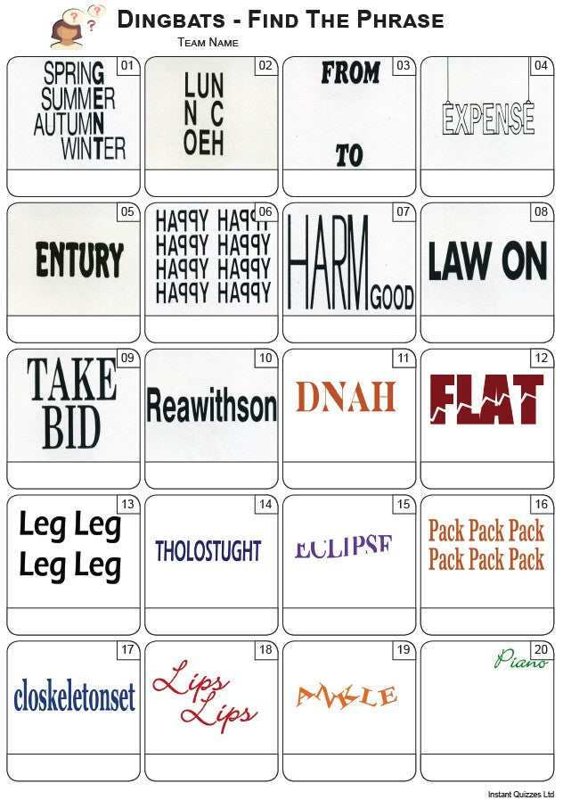 Dingbats Picture Quiz - PR2376