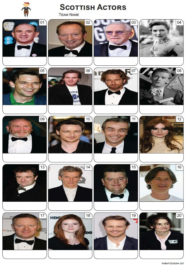 Scottish Actors Picture Quiz - PR2389