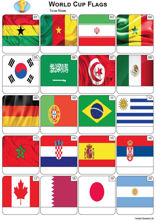 World Cup Flags 2022 Picture Quiz - PR2392