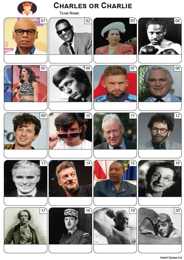 Charles or Charlie Picture Quiz - PR2409