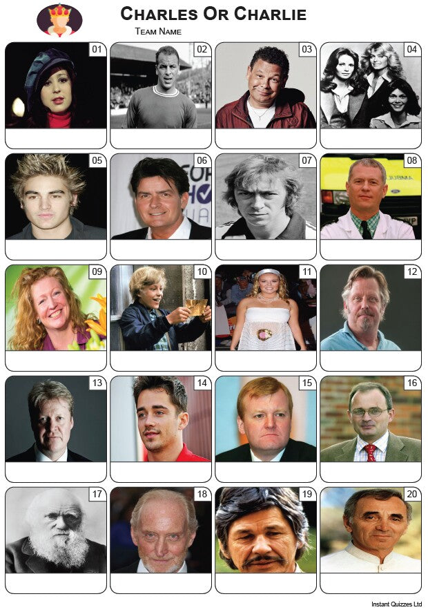 Charles or Charlie Picture Quiz - PR2410