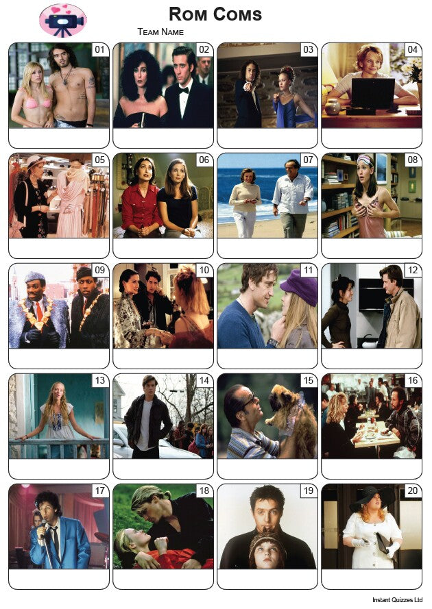 Rom Coms Picture Quiz - PR2414