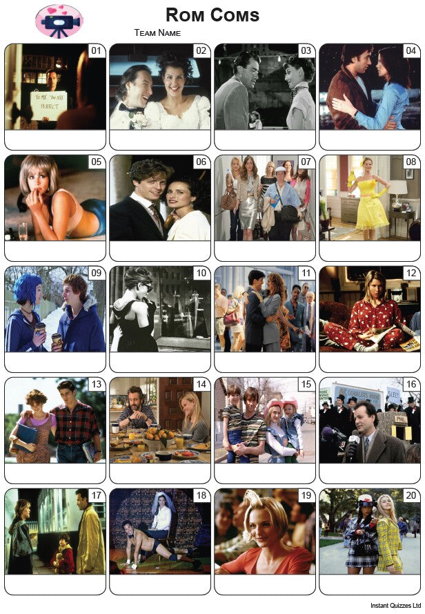 Rom Coms Picture Quiz - PR2415