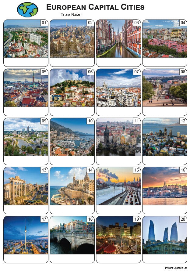 European Capital Cities Picture Quiz - PR2416