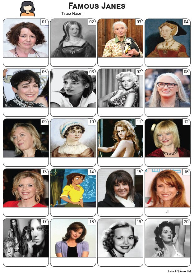 Famous Janes Picture Quiz - PR2417