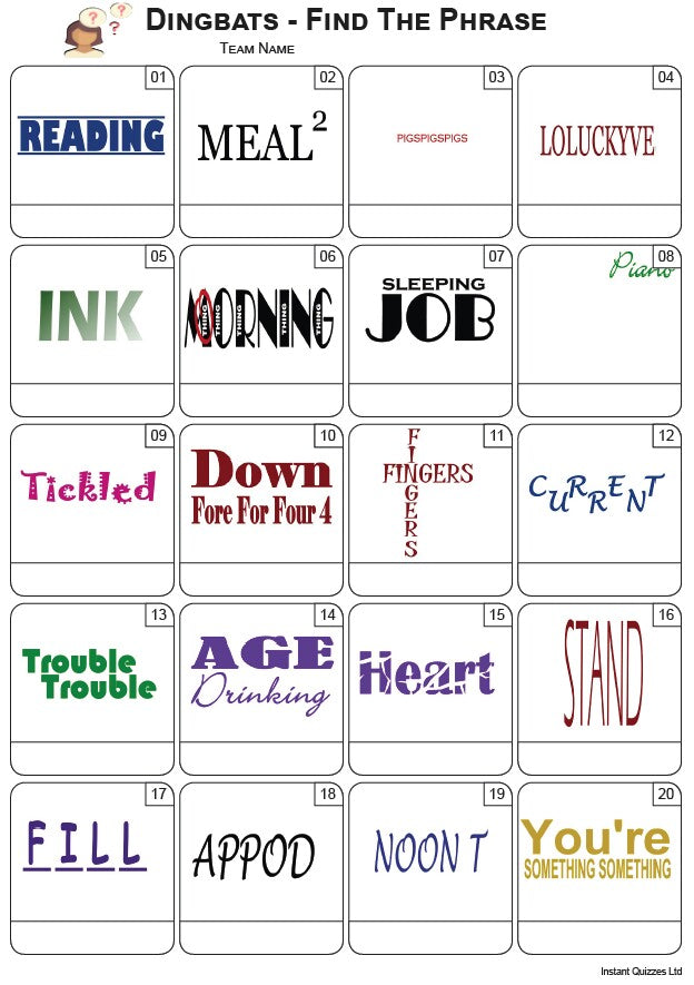 Dingbats Picture Quiz - PR2422