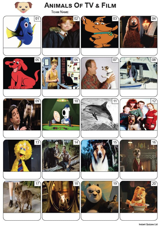 Animals From Tv and Films Picture Quiz - PR2437