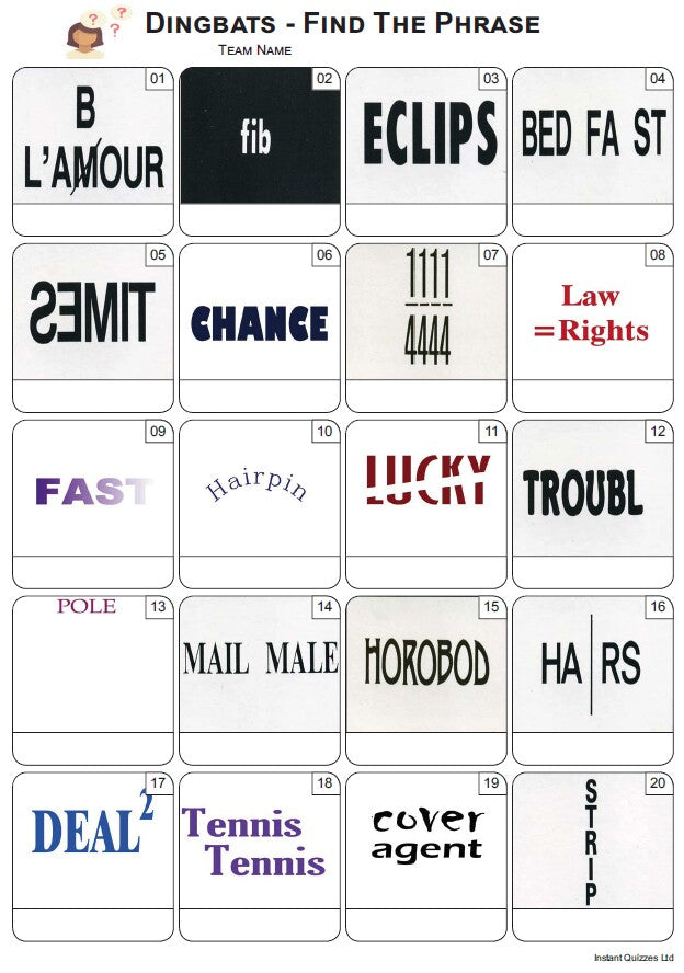 Dingbats Picture Quiz - PR2438