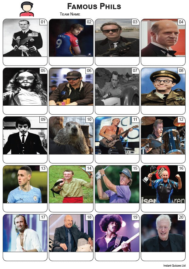 Famous Phils Picture Quiz - PR2443