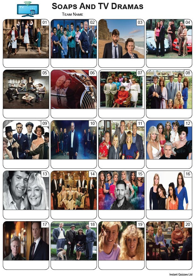 Soaps and TV Dramas Picture Quiz - PR2454