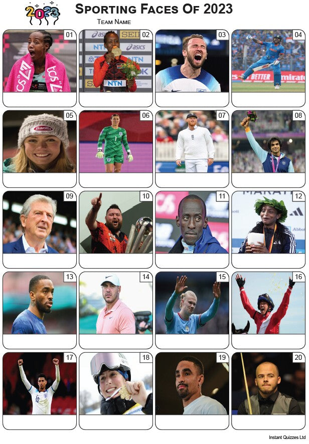 Sporting Faces 2023 - Picture Quiz PR2458