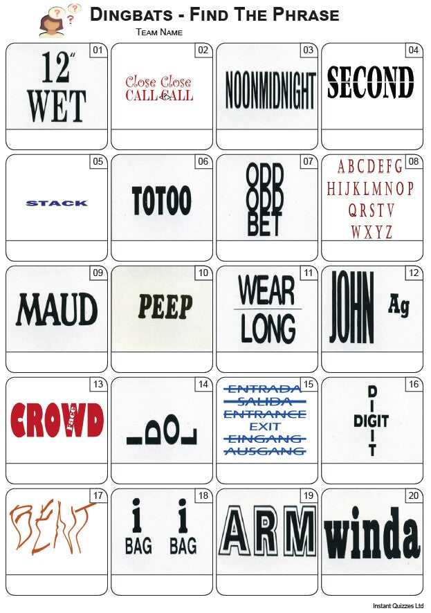 Dingbats Picture Quiz - PR2474