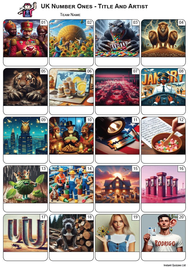 UK Number Ones Picture Quiz - PR2476