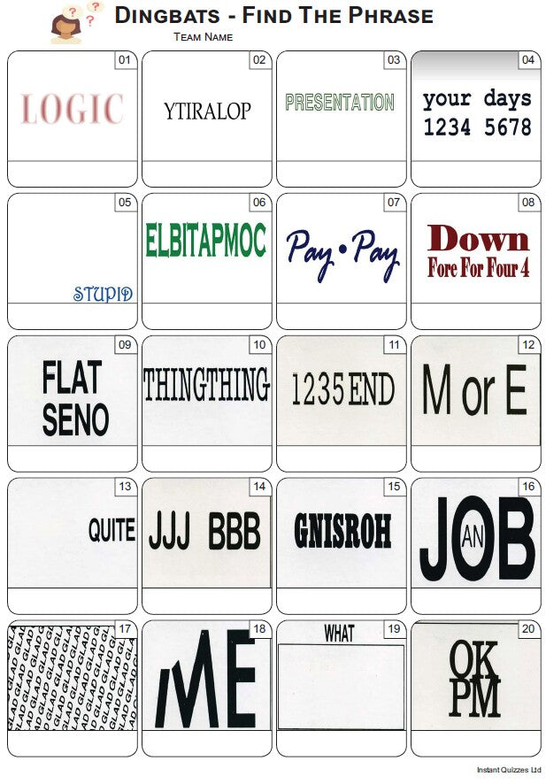 Dingbats Picture Quiz - PR2480