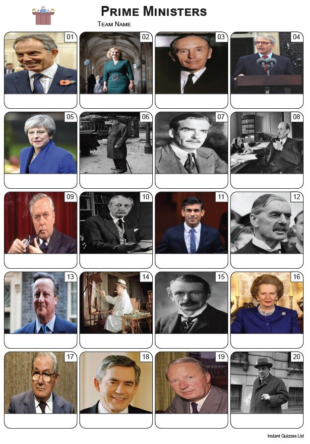 Prime Ministers Picture Quiz - PR2485
