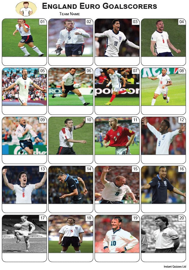 England Euro Goalscorers Picture Quiz - PR2486