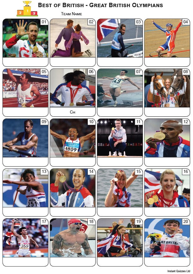 Best of British - Olympic Gold Medalists Picture Quiz - PR2490