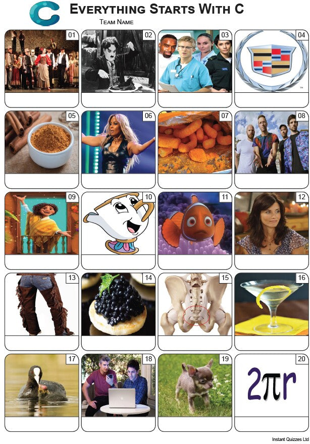 Everything Starts With 'C' - Picture Quiz PR2494