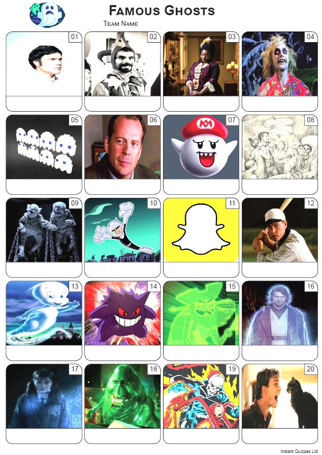 Famous Ghosts Picture Quiz - PR2503