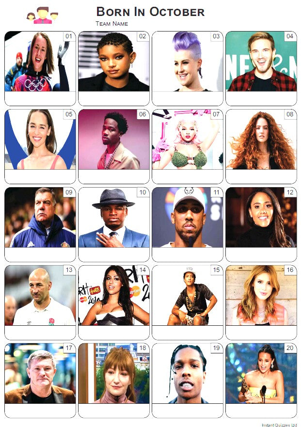 Born In October Picture Quiz - PR2505
