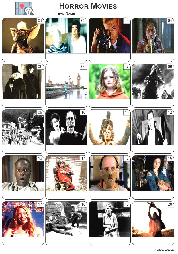 Horror Movies Picture Quiz - PR2508