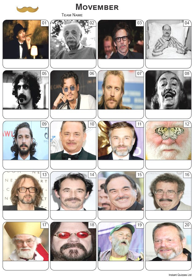 Movember Picture Quiz - PR2516