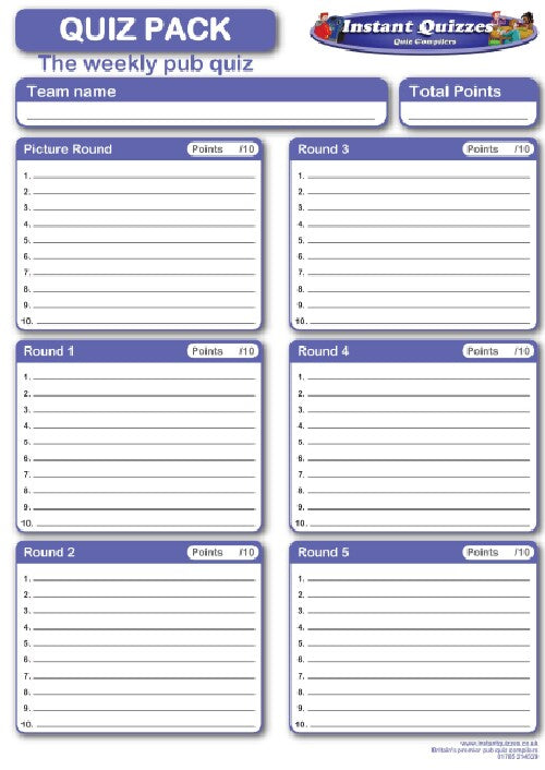 Quiz Pack by Post