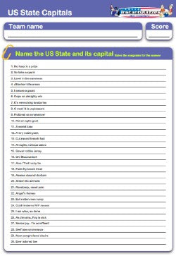 US State Capitals Anagrams Quiz - HO174