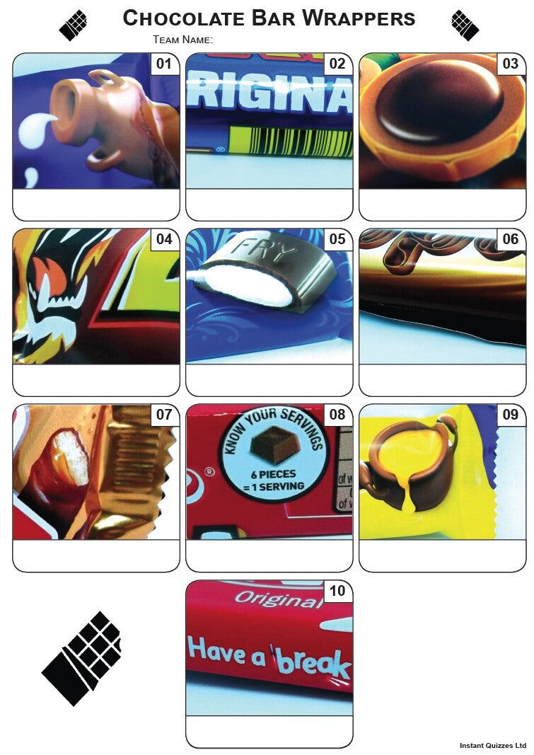 Chocolate Bar Wrappers - Z3130