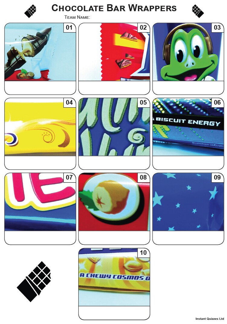 Chocolate Bar Wrappers - Z3132