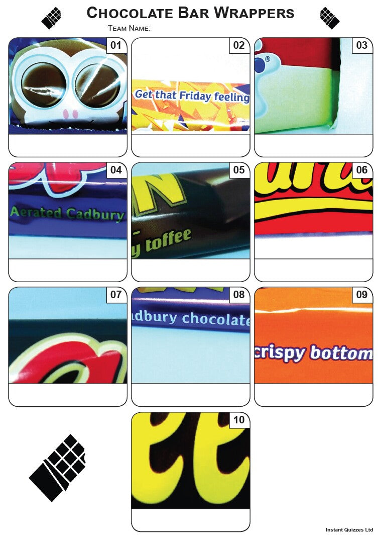 Chocolate Bar Wrappers - Z3133