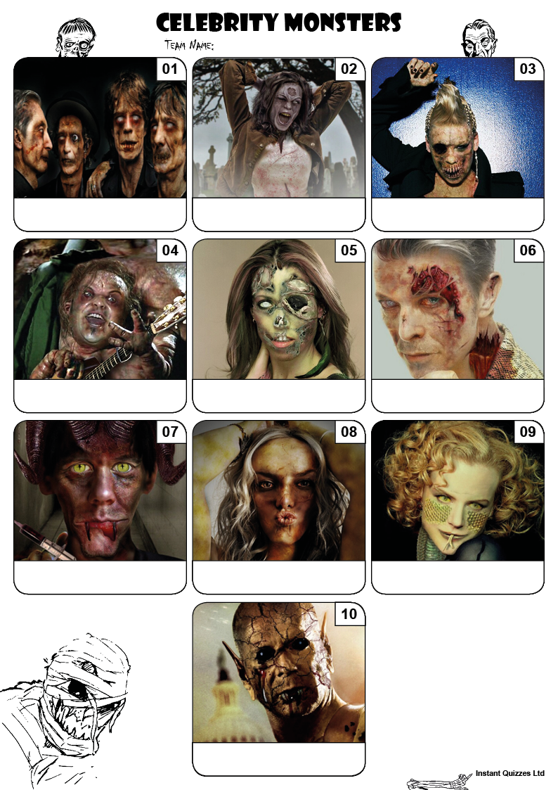Celebrity Monsters Mini Picture Quiz - Z3173