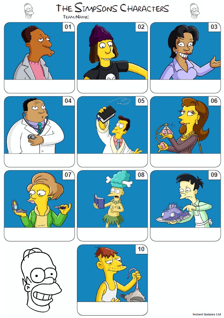 The Simpsons Mini Picture Quiz - Z3185