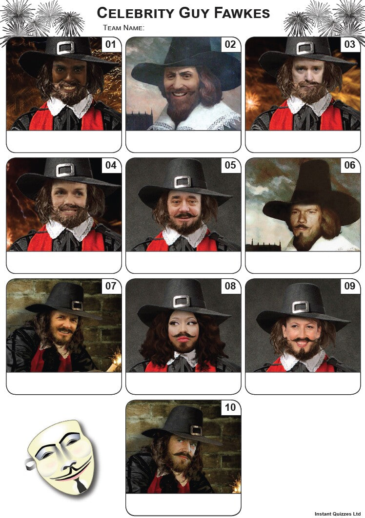 Celebrity Guy Fawkes Mini Picture Quiz - Z3211