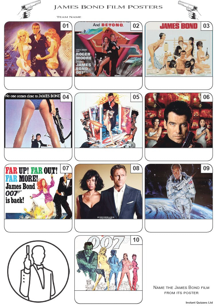 James Bond Film Posters Mini Picture Quiz - Z3243