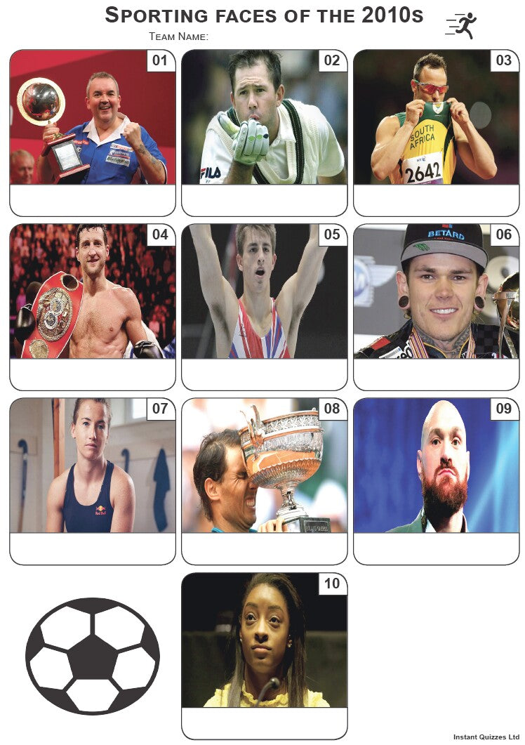 Sporting Faces of the 2010s Mini Picture Quiz - Z3293