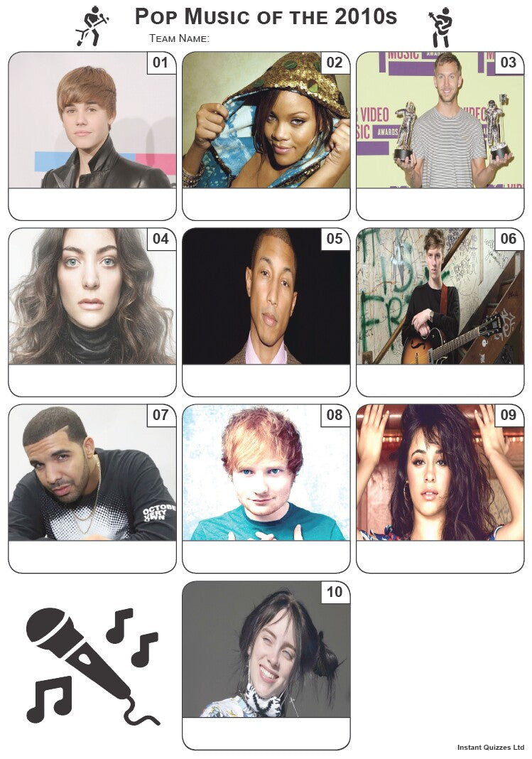 Pop Music of the 2010s Mini Picture Quiz - Z3294