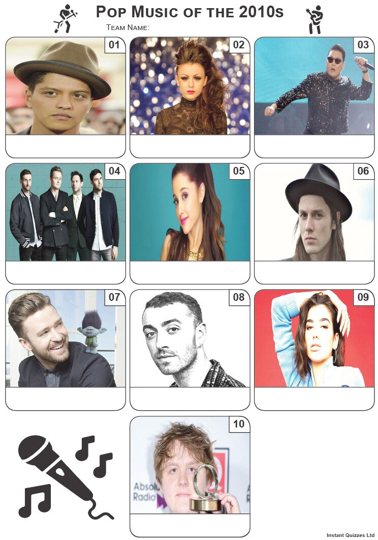 Pop Music of the 2010s Mini Picture Quiz - Z3295