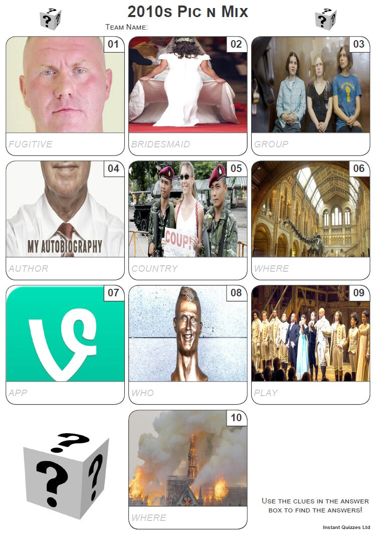 2010s Pic 'n' Mix Mini Picture Quiz - Z3296