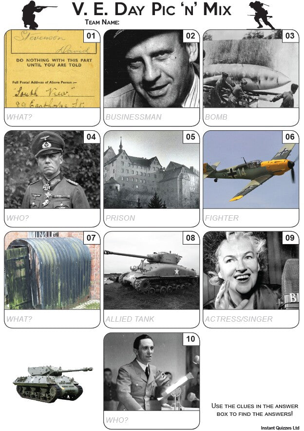 VE Day Pic 'n' Mix Mini Picture Quiz - Z3407