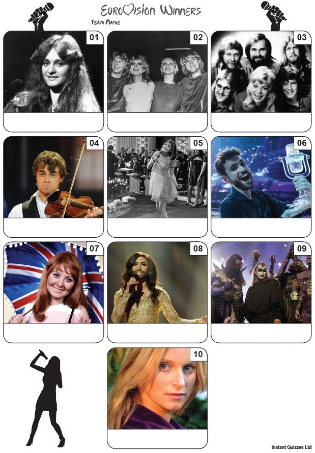 Eurovision Song Contest Winners Mini Picture Quiz - Z3415