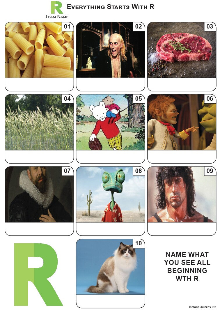 Everything Starts With 'R' - Mini PIcture Quiz Z3780
