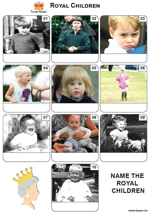 Royal Children - Mini Picture Quiz Z3786