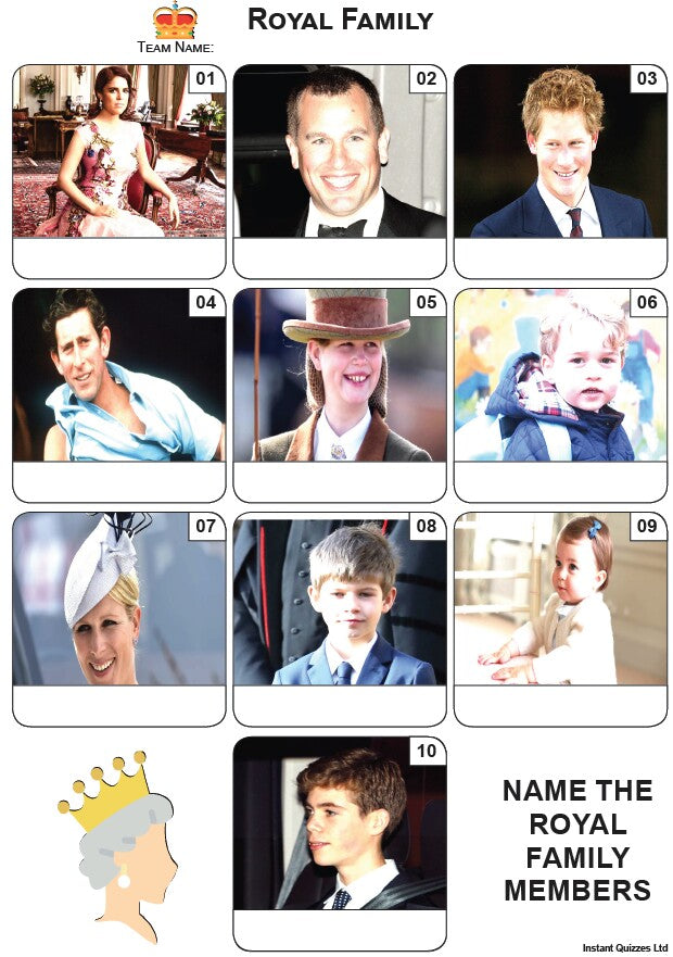 Royal Family - Mini Picture Quiz Z3788