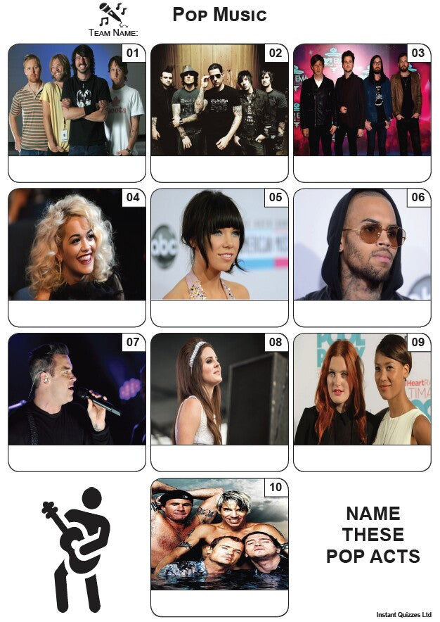 Pop Music Mini Picture Quiz - Z3808