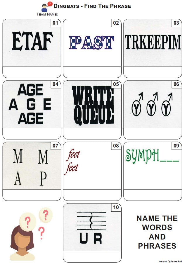 Dingbats Mini Picture Quiz - Z3818