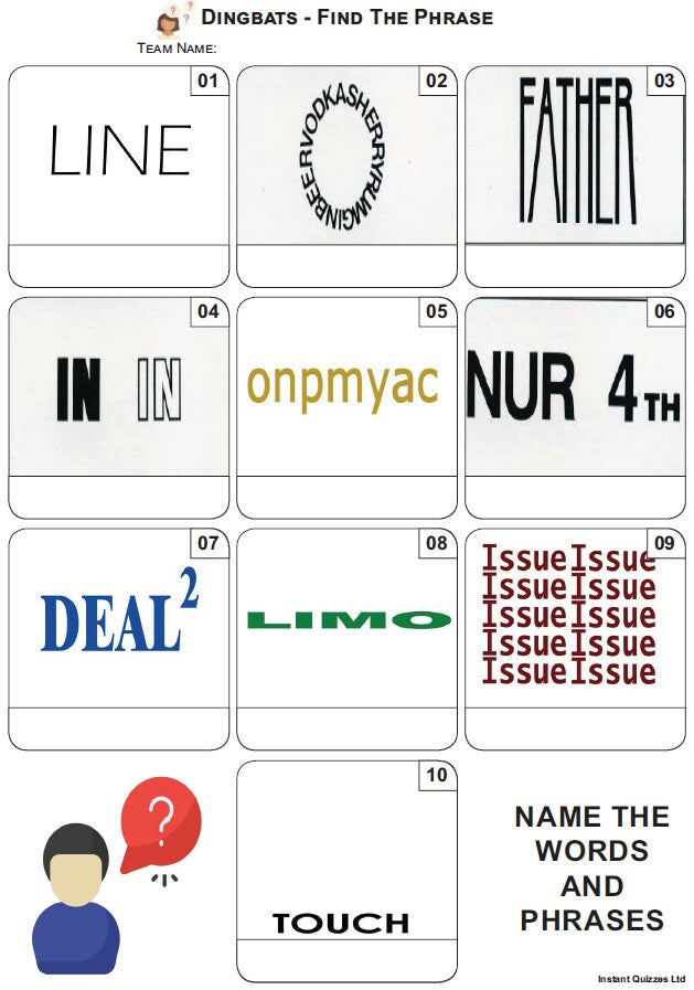 Dingbats Mini Picture Quiz - Z3819