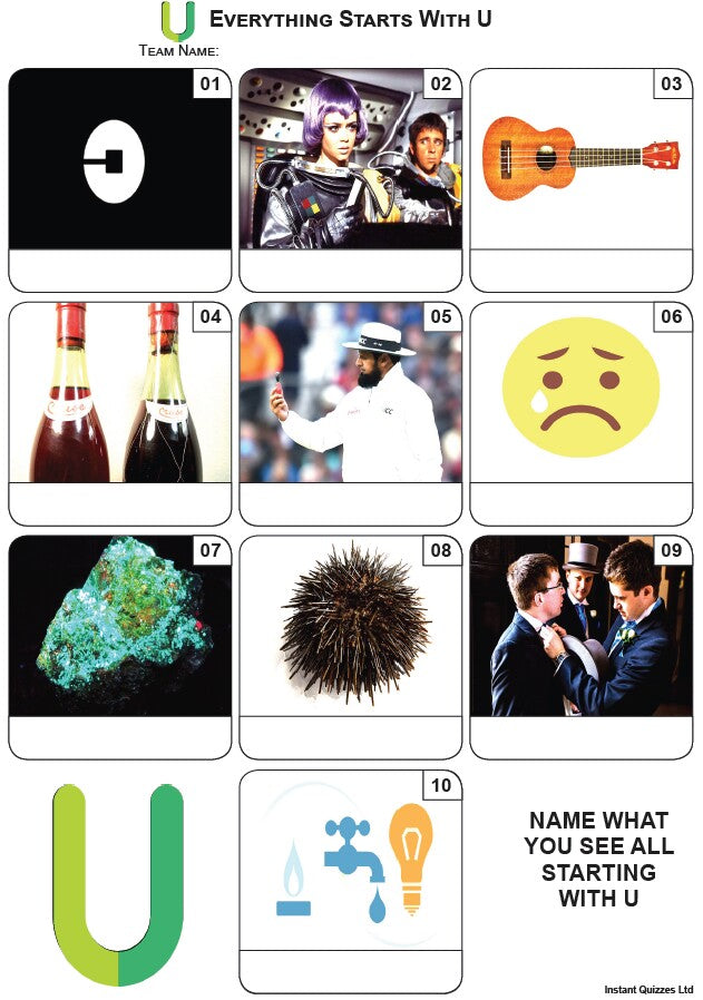 Everything Starts With 'U' - Mini PIcture Quiz Z3823